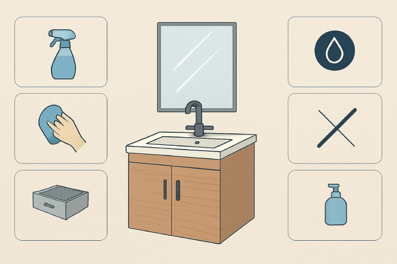 نگهداری و نظافت روشویی کابینتی
