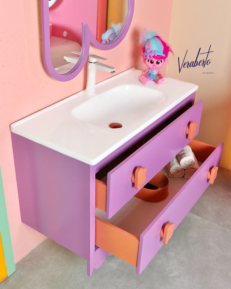 کابین روشویی کودکانه طرح گل بنفش - Image 5